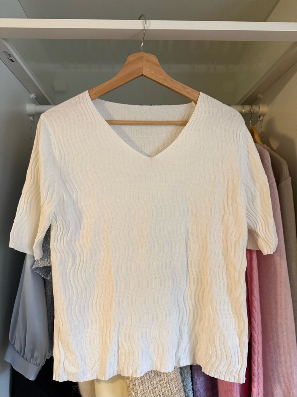 Classic White V-Neck Women's Top